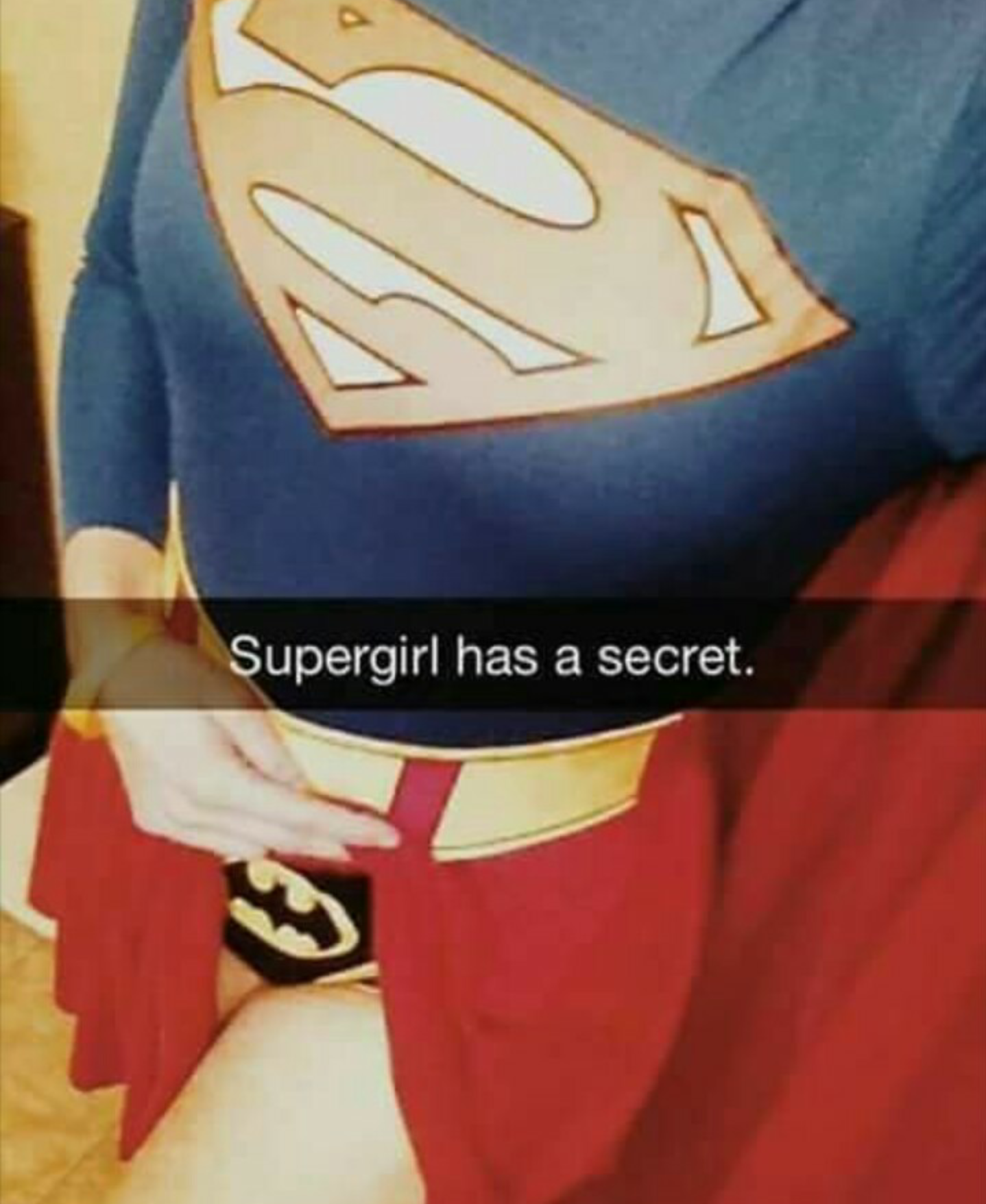 Monday meme with pic of Supergirl wearing Batman underwear