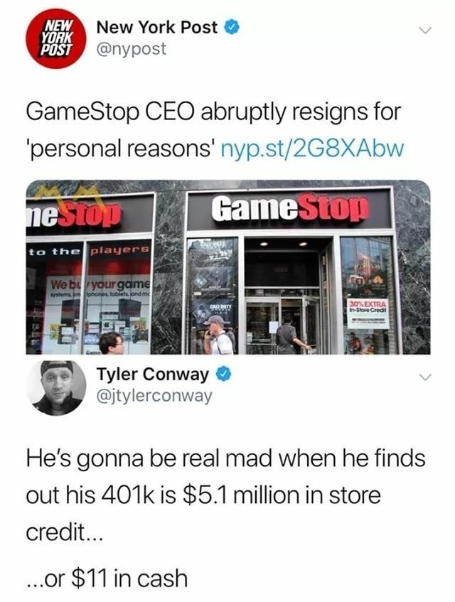 new york post - New York Post New York Post GameStop Ceo abruptly resigns for 'personal reasons' nyp.st2G8XAbw nestop GameStop to the players Webt your game hemsim phones, tablets, and me 30% Extra Store Credit Tyler Conway He's gonna be real mad when he 