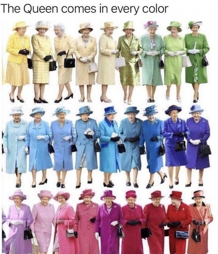 rainbow queen - The Queen comes in every color . Tut