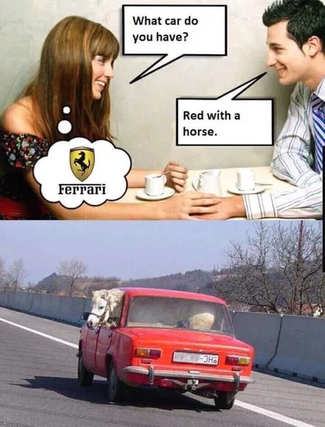 meme stream - car do you have - What car do you have? Red with a horse. Ferrari