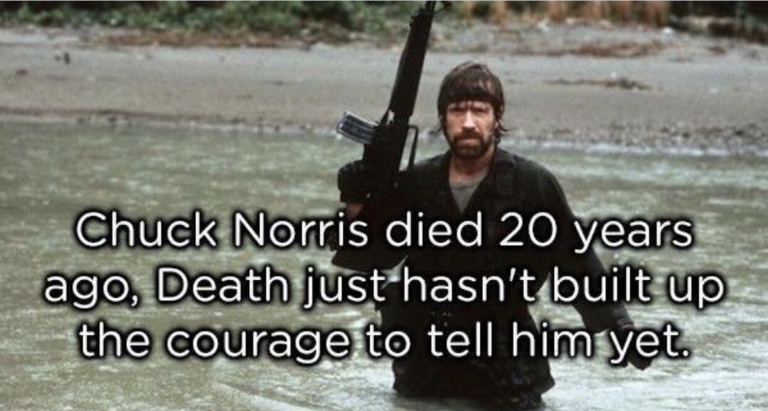 meme stream - chuck norris meme - Chuck Norris died 20 years ago, Death just hasn't built up the courage to tell him yet.