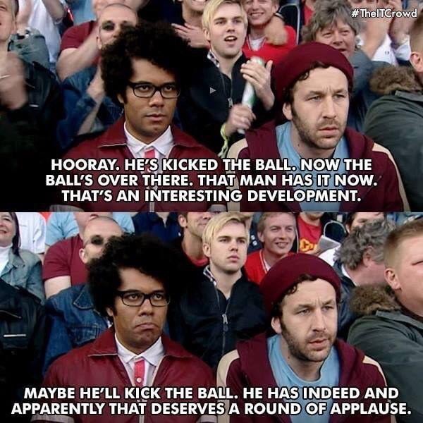 moss it crowd quotes - Hooray. He'S Kicked The Ball. Now The Ballys Over There. That Man Has It Now. That'S An Interesting Development. Maybe He'Ll Kick The Ball. He Has Indeed And Apparently That Deserves A Round Of Applause.