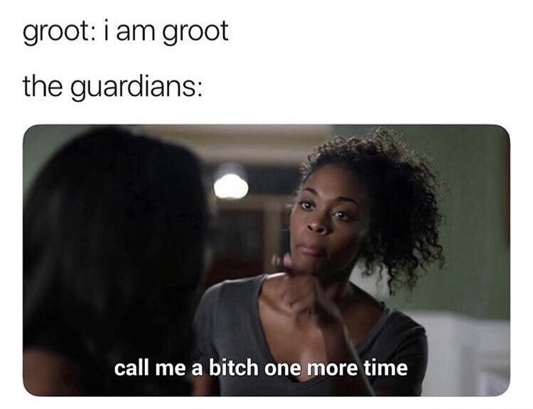 groot i am groot the guardians call me a bitch one more time