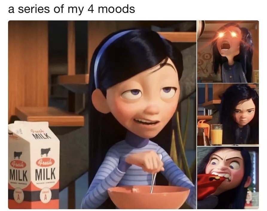 Meme about my 4 moods