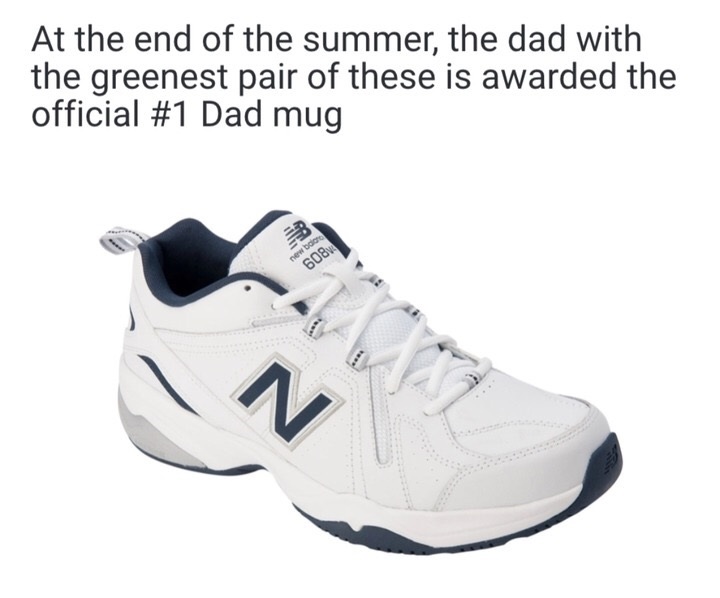 white new balances - At the end of the summer, the dad with the greenest pair of these is awarded the official Dad mug new balon 608