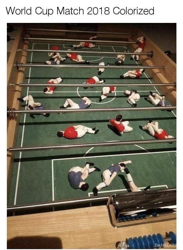 world cup foosball table meme - World Cup Match 2018 Colorized Danklan