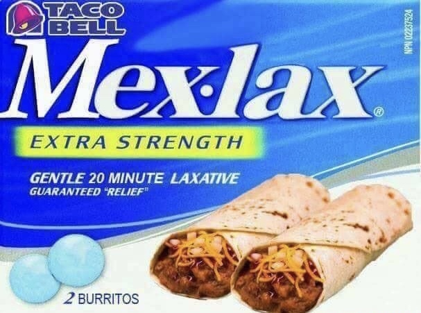 food - Npn 02237524 Mexlax Extra Strength Gentle 20 Minute Laxative Guaranteed "Relief 2 Burritos