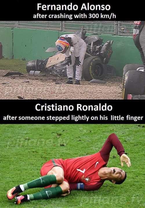 injured ronaldo - Fernando Alonso after crashing with 300 kmh Cristiano Ronaldo after someone stepped lightly on his little finger