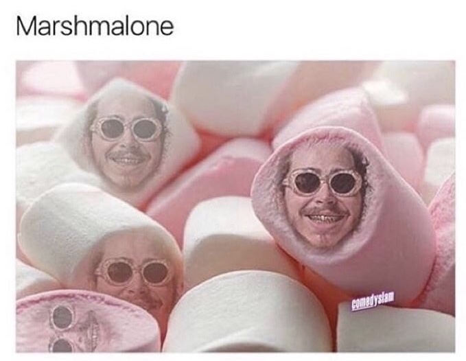 Marshmallows with the face of Post Malone