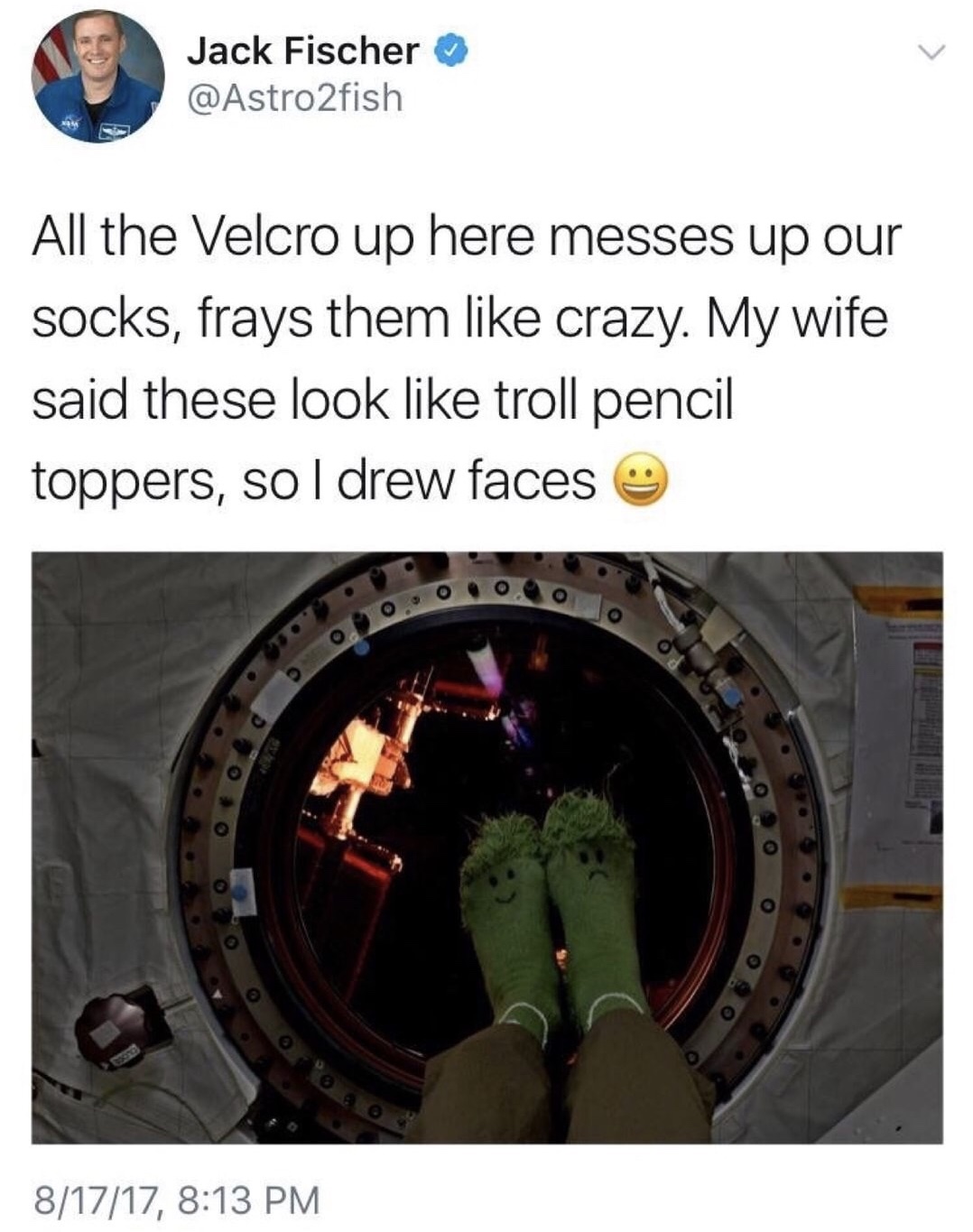 memes - Jack Fischer All the Velcro up here messes up our socks, frays them crazy. My wife said these look troll pencil toppers, so I drew faces e 81717,