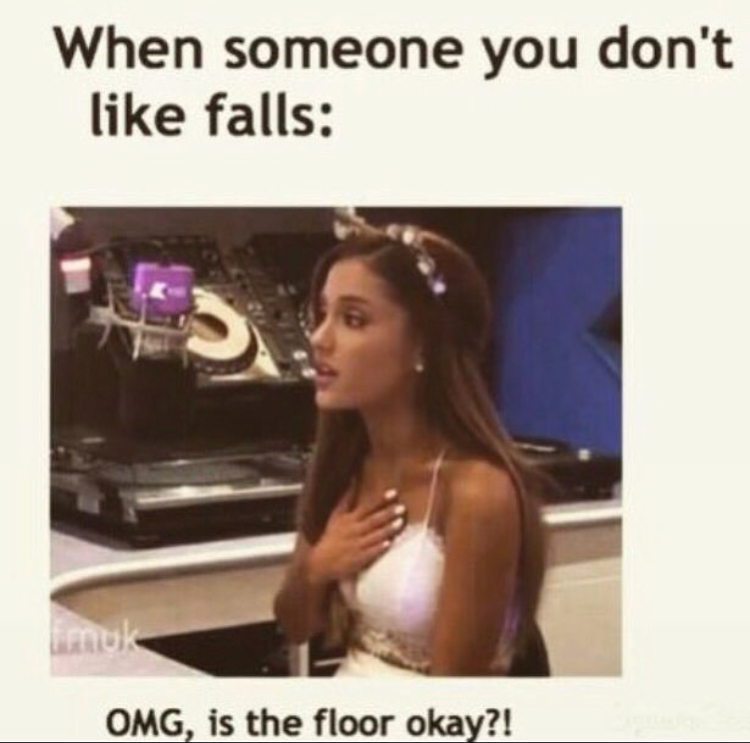 dank meme funny ariana grande memes - When someone you don't falls Omg, is the floor okay?!