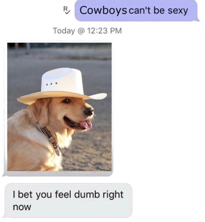 cowboys cant be sexy meme - R Cowboys can't be sexy Today @ I bet you feel dumb right now