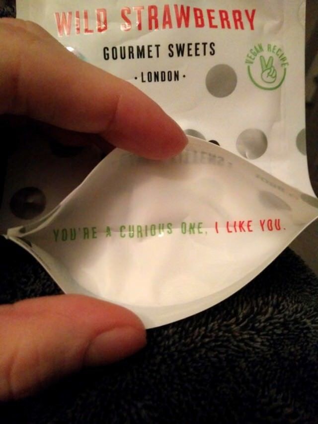 hidden messages on products - Wild Strawberry Gourmet Sweets London Cipe You'Re A Curious One, I You.