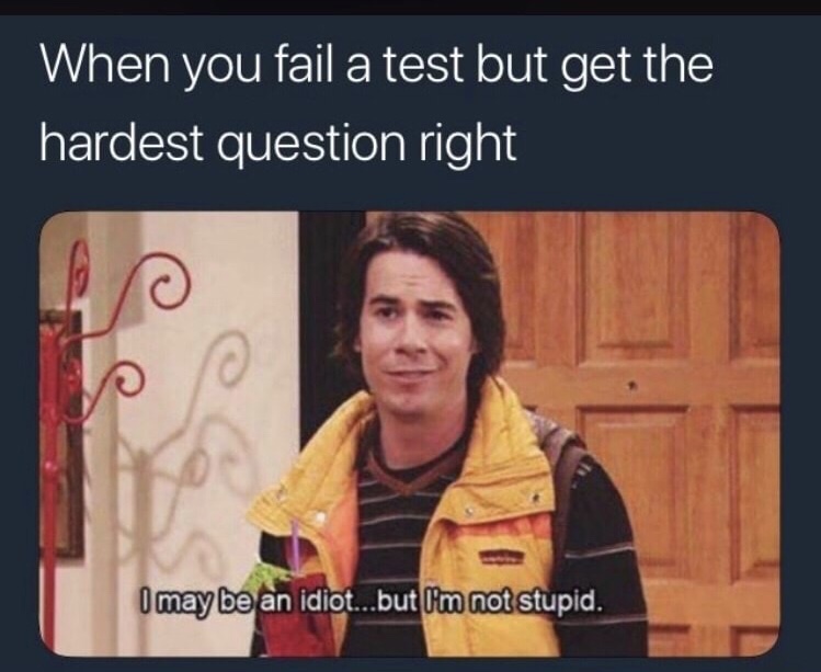 dank memes - dank memes laugh funny memes - When you fail a test but get the hardest question right I may be an idiot...but I'm not stupid.