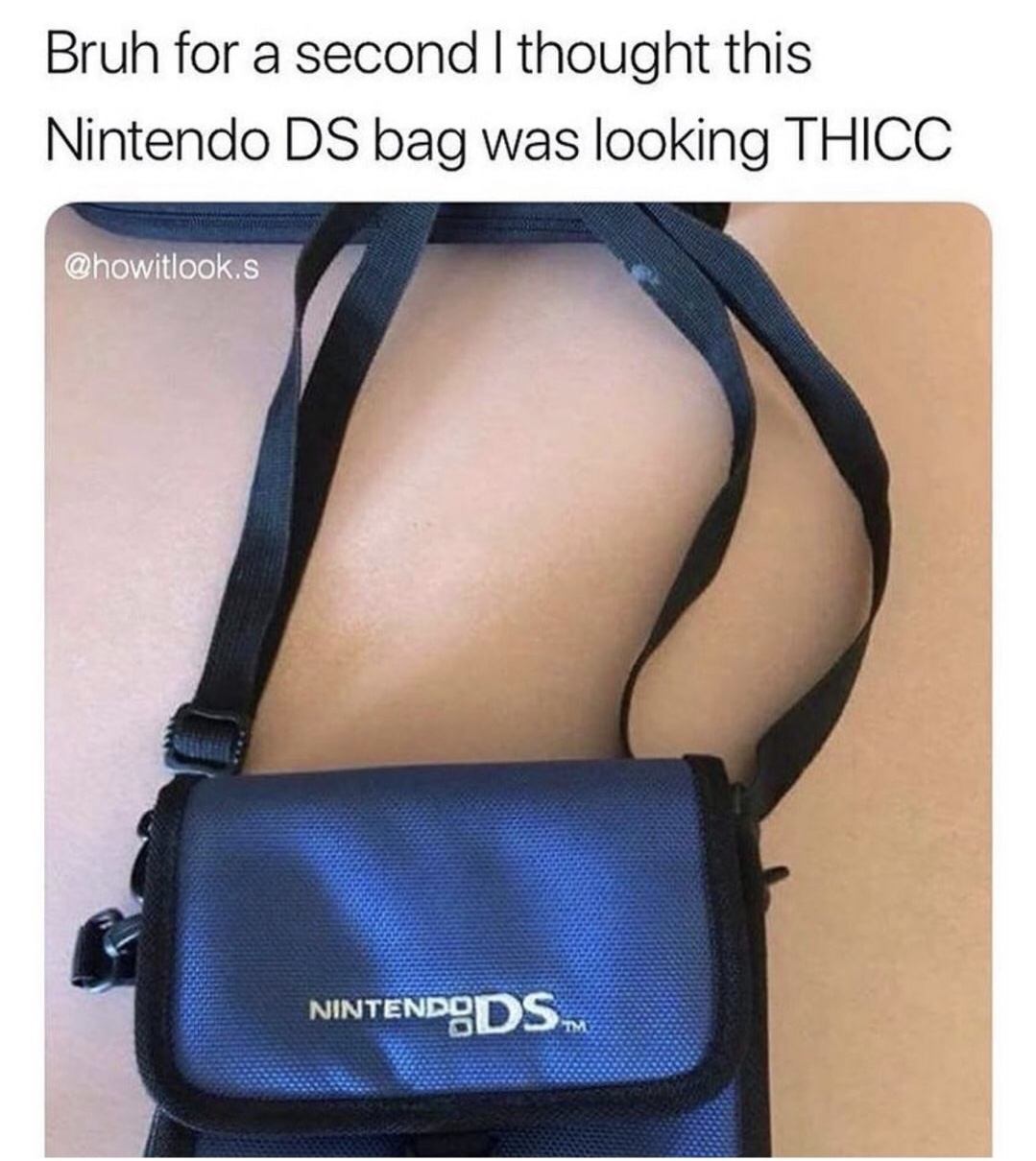 dank memes - thicc nintendo bag - Bruh for a second I thought this Nintendo Ds bag was looking Thicc .s Nintendo Ds.