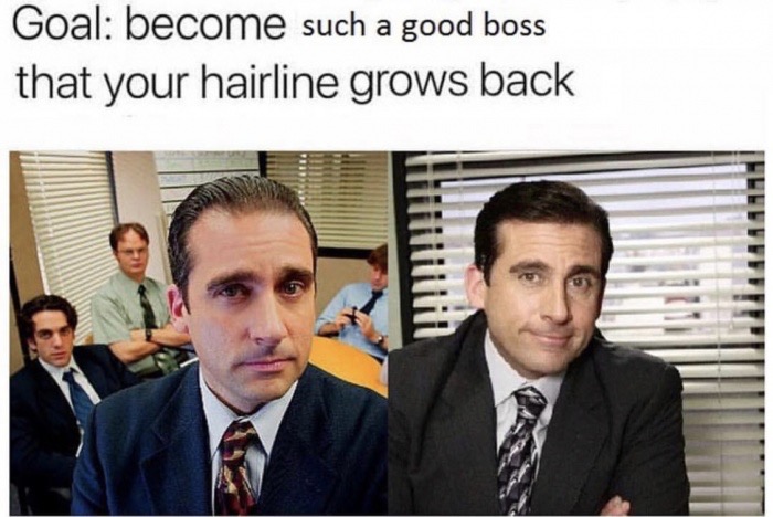 michael scott the office - Goal become such a good boss that your hairline grows back