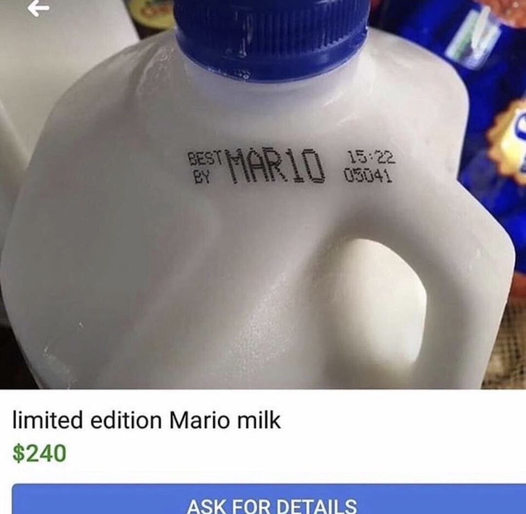 meme stream - limited edition mario milk - Best Mario De At limited edition Mario milk $240 Ask For Details