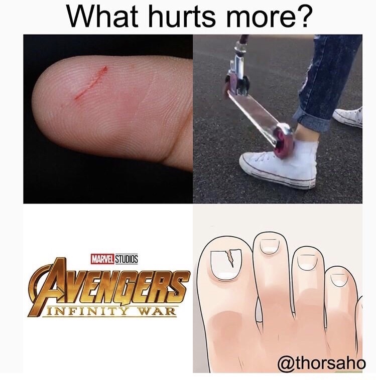 memes - popular 2018 memes - What hurts more? Marvel Studios Infinity War