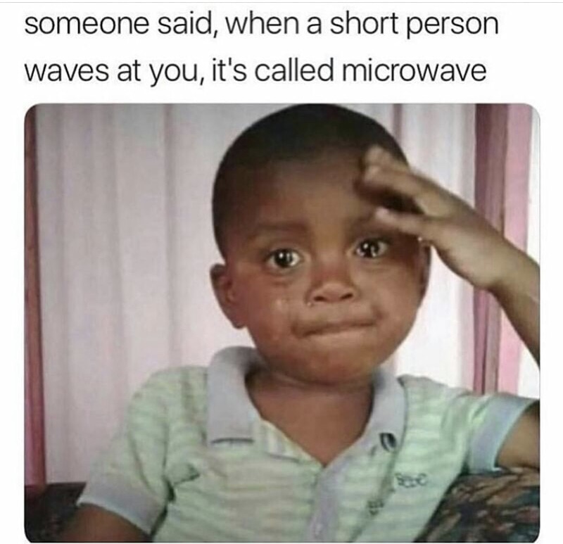 if a short person waves at you - someone said, when a short person waves at you, it's called microwave
