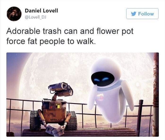 Daniel Lovell Adorable trash can and flower pot force fat people to walk.