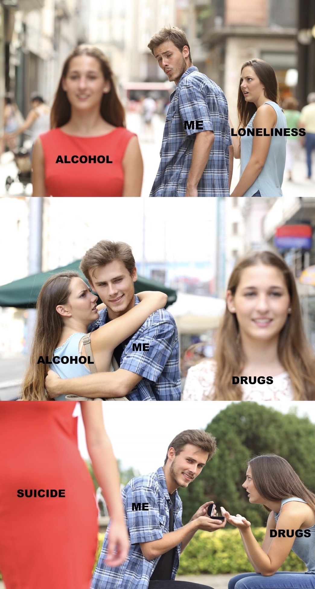 guy checking out girl meme - Meloneliness Alcohol Alcohol Drugs Suicide Drugs