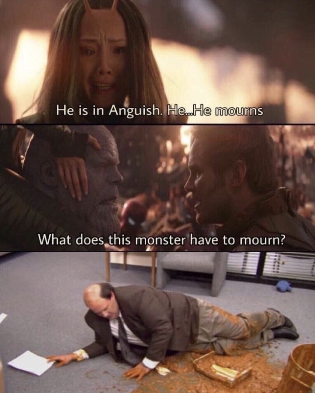 does this monster have to mourn meme template - He is in Anguish. He...He mourns What does this monster have to mourn?