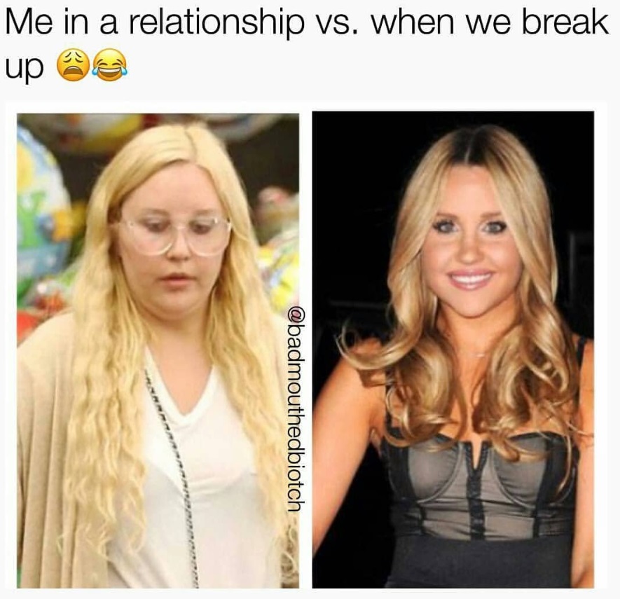 memes - amanda bynes now - Me in a relationship vs. when we break up me