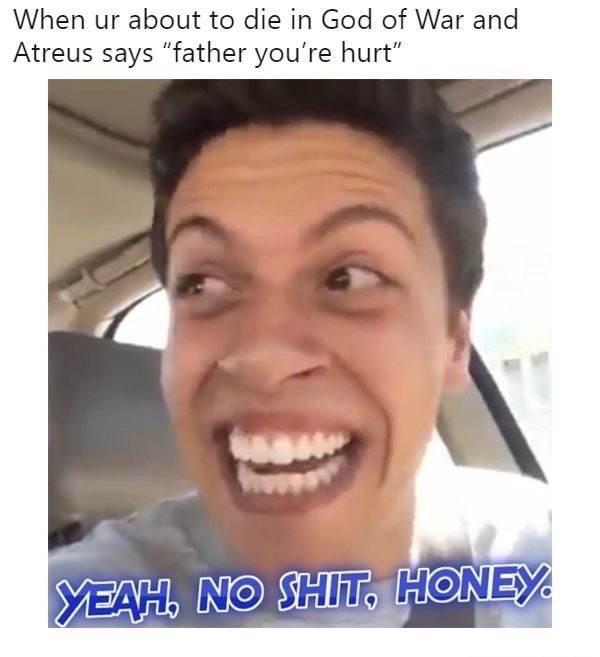 memes - yeah no shit honey - When ur about to die in God of War and Atreus says "father you're hurt" Yeah, No Shit, Honey,