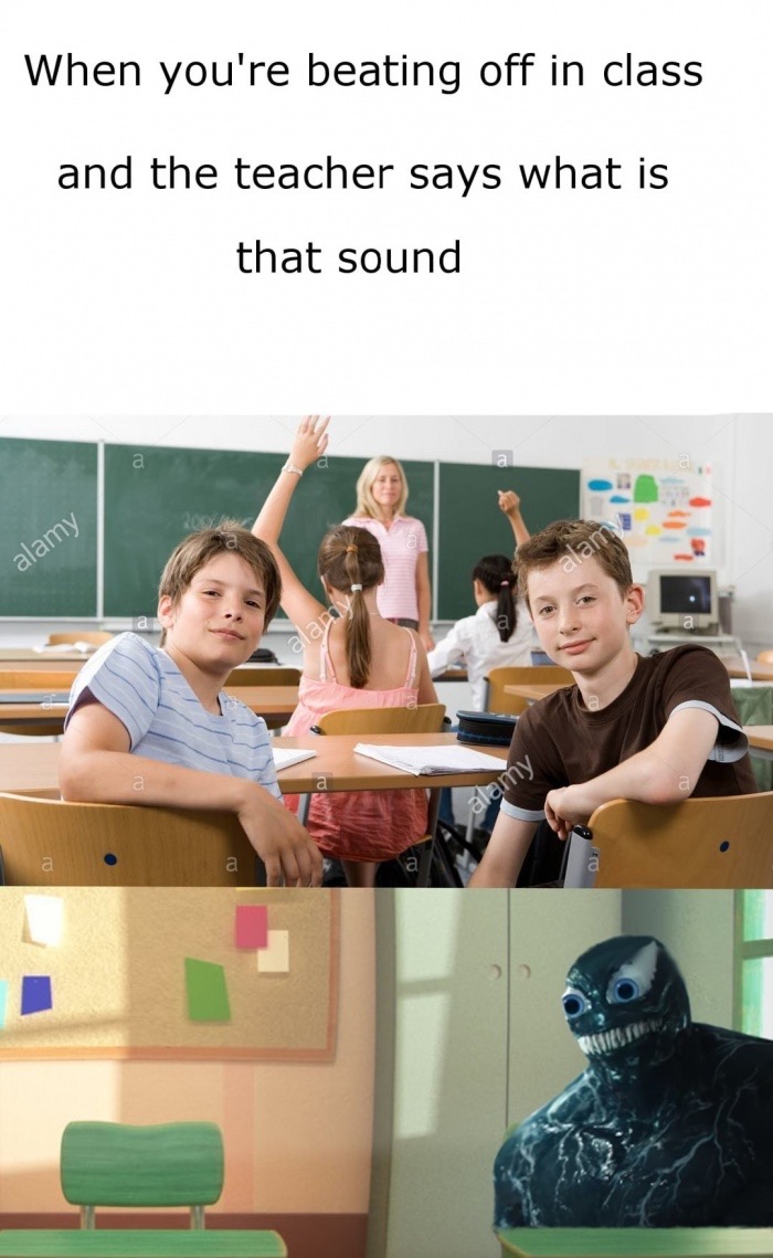 dank meme of education - When you're beating off in class and the teacher says what is that sound alamy alamy