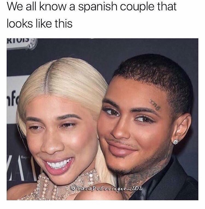 memes - kylie and tyga face swap - We all know a spanish couple that looks this Kiup Cara DelevingneLo