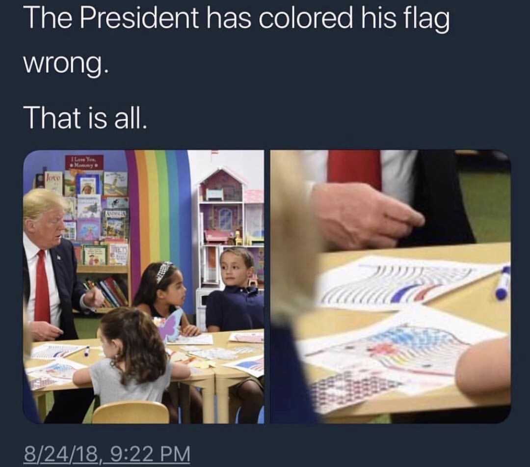 meme or president miscoloring the flag