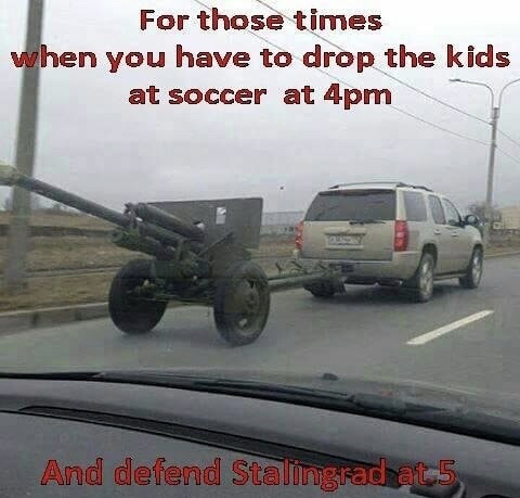 meme of suburban dragging artillery