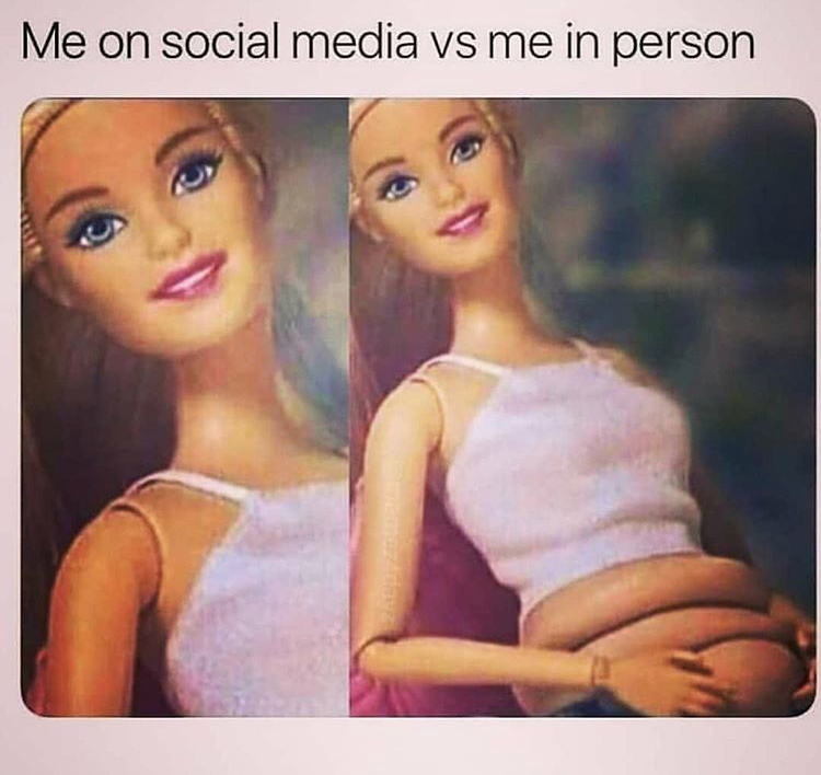 instagram vs reality barbie - Me on social media vs me in person