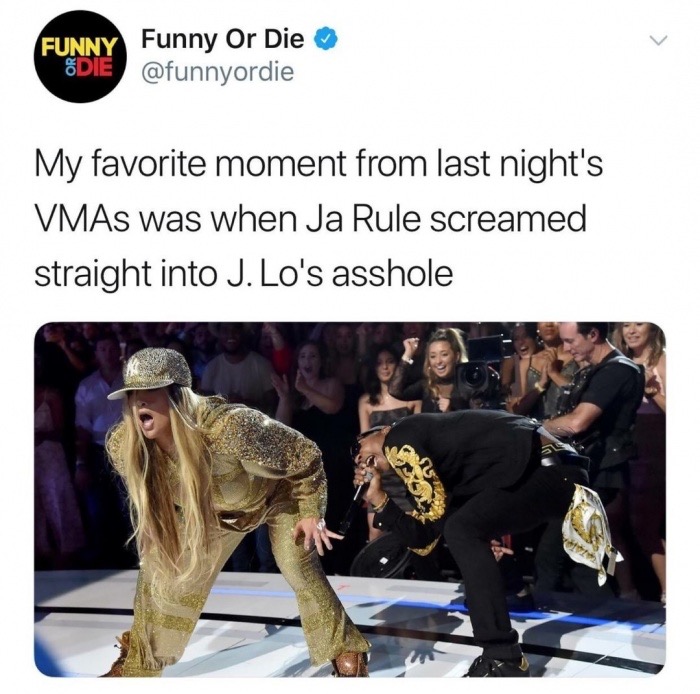 human behavior - Funny Die Funny Or Die My favorite moment from last night's VMAs was when Ja Rule screamed straight into J. Lo's asshole