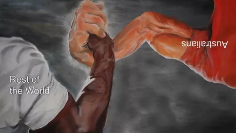 Australian epic handshake meme