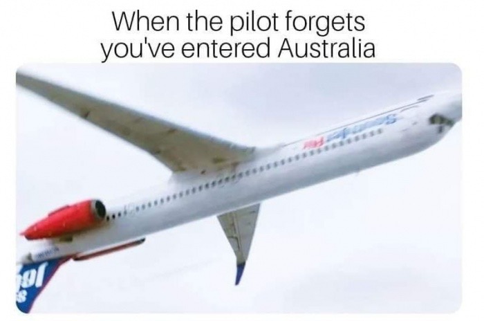 australian meme about airplane upside down