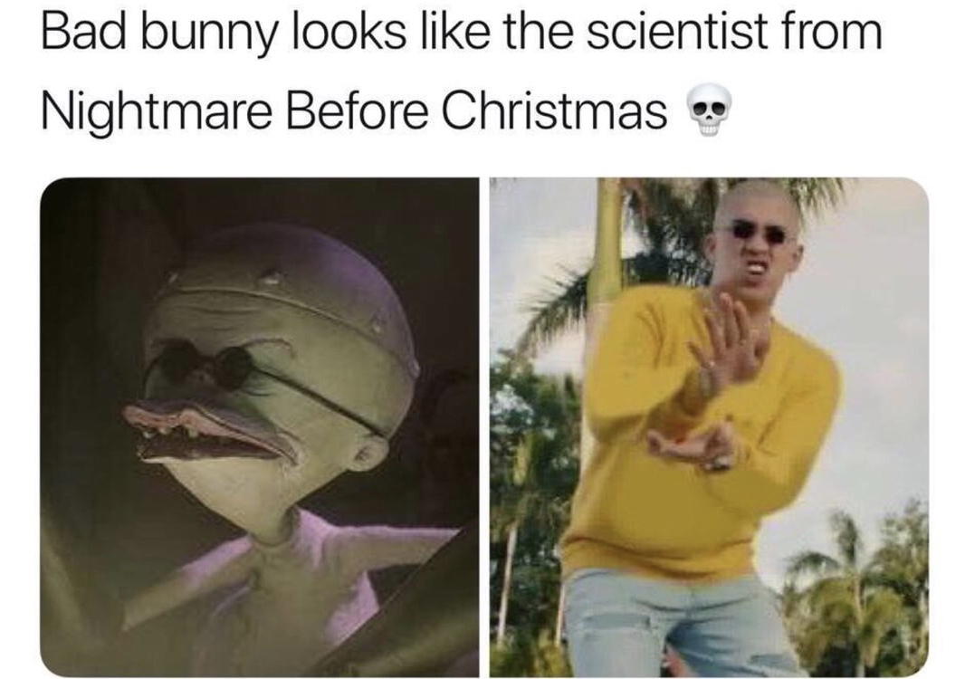 memes - bad bunny nightmare before christmas - Bad bunny looks the scientist from Nightmare Before Christmas