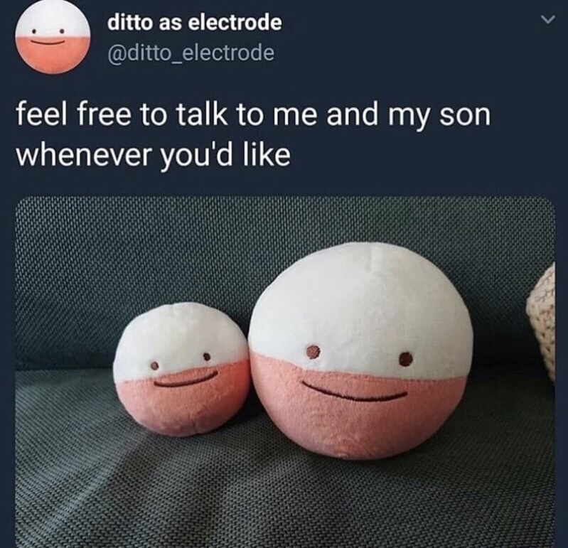 memes - wholesome pokemon - ditto as electrode feel free to talk to me and my son whenever you'd