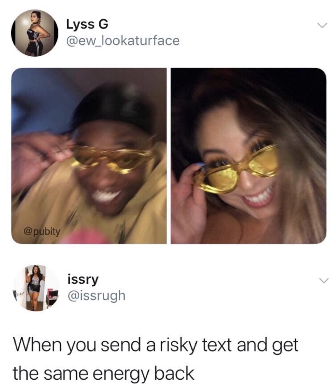 sending a risky text - Lyss G issry When you send a risky text and get the same energy back