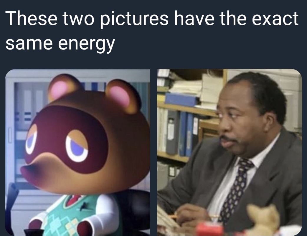 funny meme comparing Stanley from The Office to Tom Nook from animal crossing