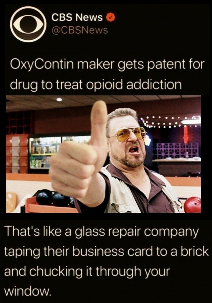 bryant-denny stadium - Cbs News OxyContin maker gets patent for drug to treat opioid addiction That's a glass repair company taping their business card to a brick and chucking it through your window.
