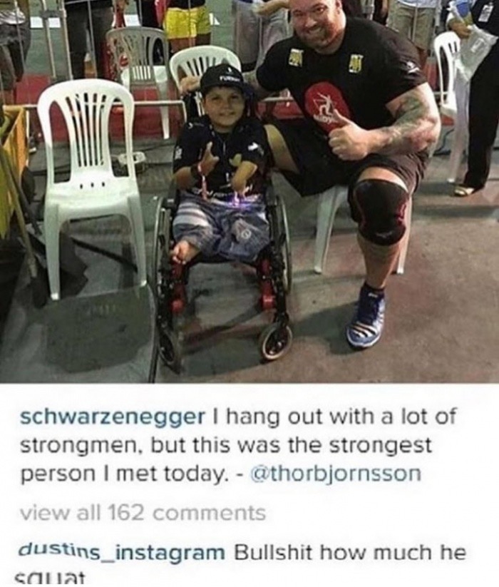 meme - bullshit how much does the squat - schwarzenegger I hang out with a lot of strongmen, but this was the strongest person I met today. view all 162 dustins_instagram Bullshit how much he canat