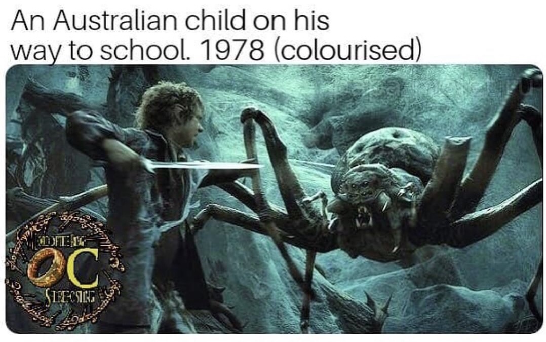 funny australian memes - An Australian child on his way to school. 1978 colourised Miotem th Pall