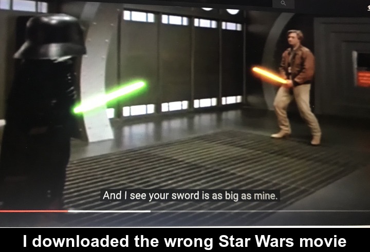 lightsaber boner - And I see your sword is as big as mine, I downloaded the wrong Star Wars movie