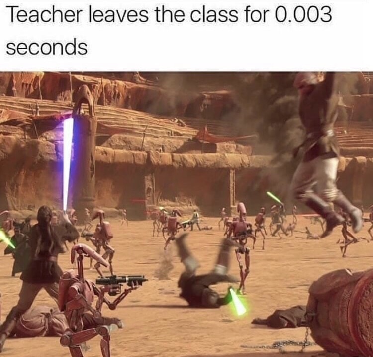teacher leaves the class - Teacher leaves the class for 0.003 seconds