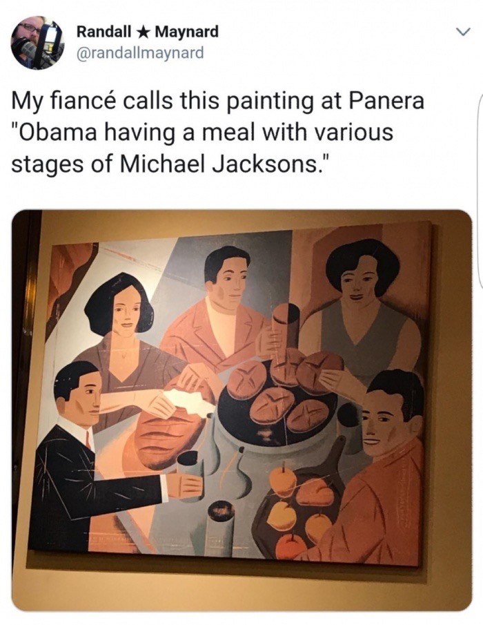 funny classical art memes - Randall Maynard My fianc calls this painting at Panera "Obama having a meal with various stages of Michael Jacksons."