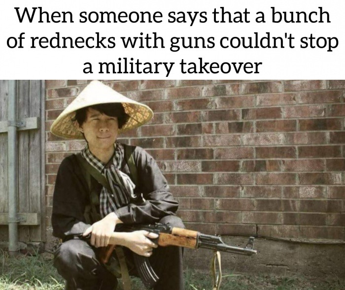 funny meme about comparing rednecks to the Viet cong