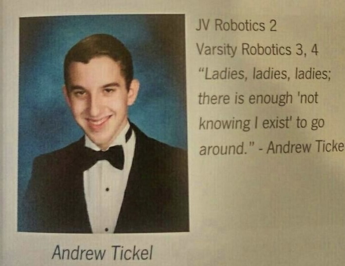 funny meme of a yearbook quote of a nerdy boy