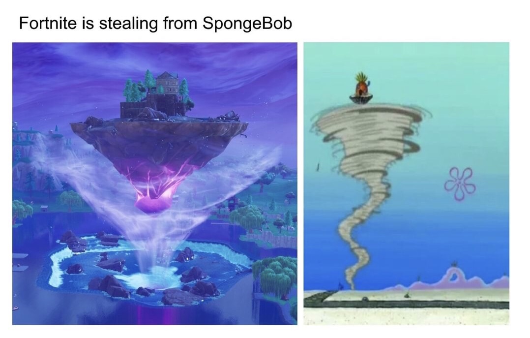 funny meme about Fortnite being inspired by Spongebob