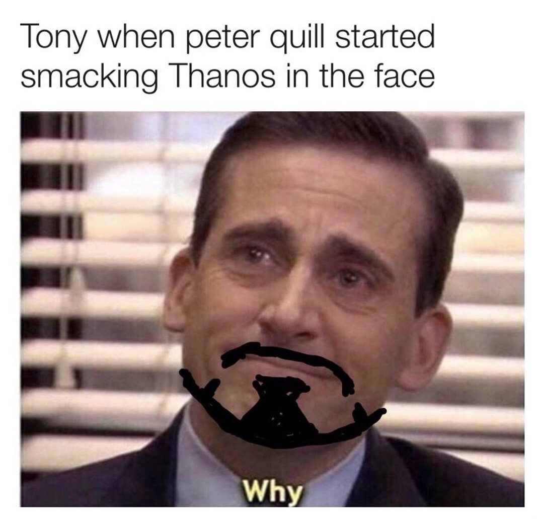 meme of Michael from The Office and some Thanos reference